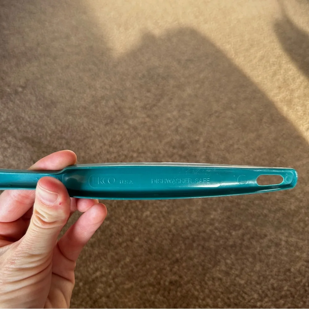 Vintage EKCO USA Teal Green Pasta Server – Spaghetti Spoon – Slotted Nylon Ladle